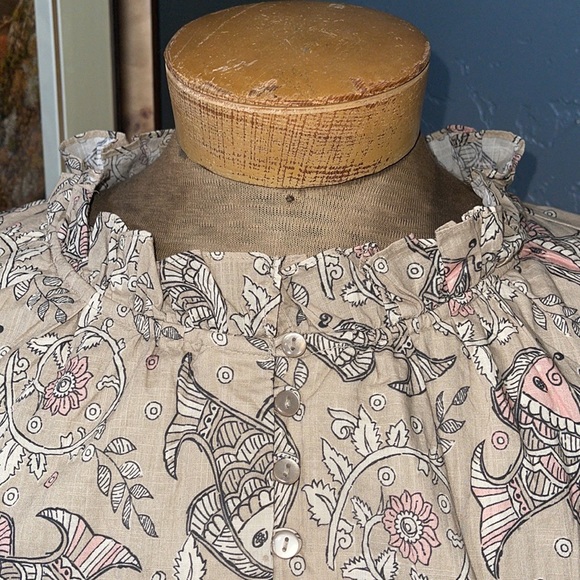 Let Me Be By Anthropologie NWT SZ 14 Babydoll Dress w Koi Fish/Floral Print - Picture 7 of 11